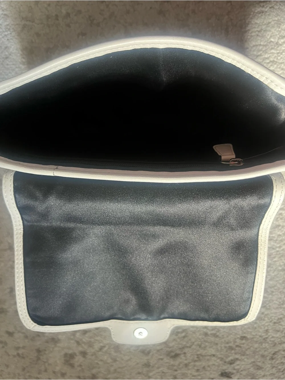 Coach Black Leather Wristlet with White Trim and Tan Accent